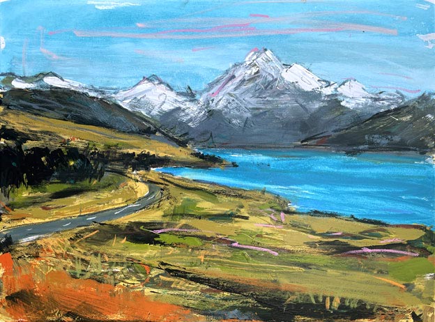Christian Nicolson nz new contameporary art, the road to the mountain